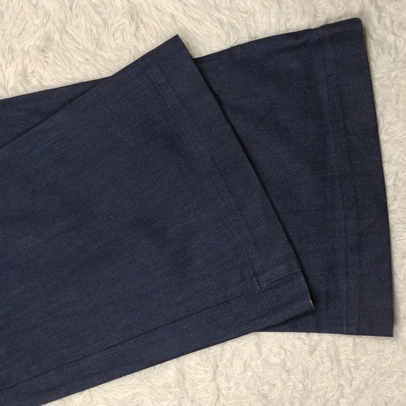 Sandro Blue Dark Wash Mid Rise Zipper Front Wide Flare Leg Dress Denim Pant - Picture 11 of 13